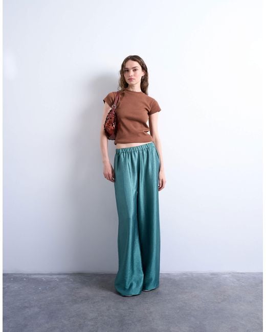 TOPSHOP White – strukturierte satin-hose