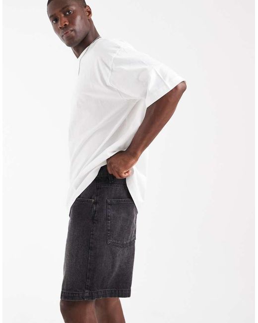 ASOS Black Mid Length Denim Jorts for men