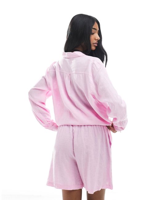 Vero Moda Pink Linen Touch Shorts Co-ord