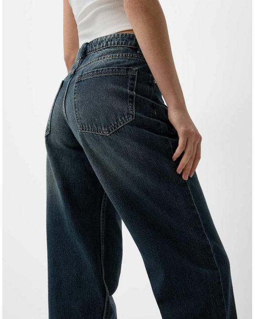 Bershka Blue baggy Wide Leg Jeans