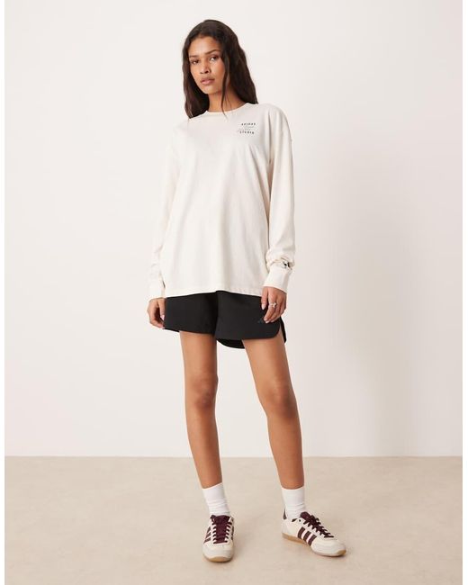 Adidas Originals White Three Stripes Studios Long Sleeve Top