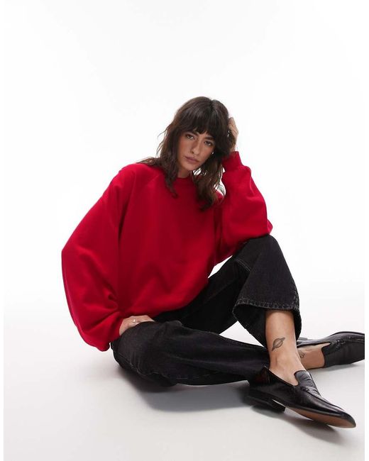 ASOS Red Oversized Sweatshirt With Balloon Sleeve