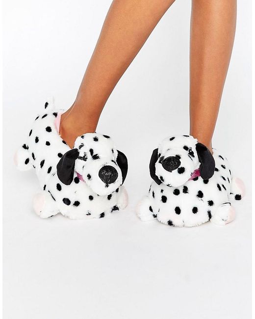New Look White Dalmatian Dog Slipper
