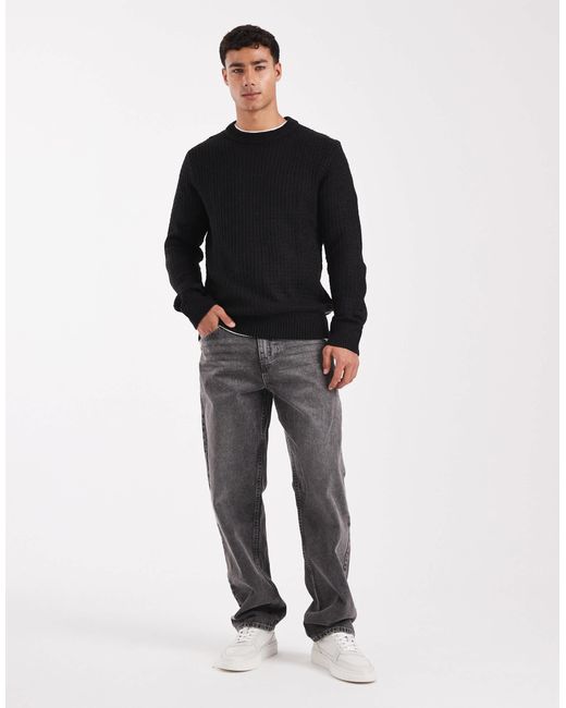 Pull texturé JJ Rebel pour homme en coloris Black