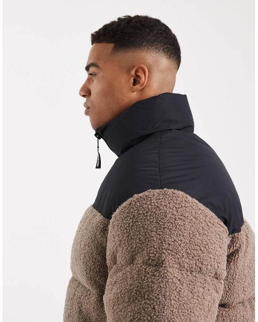 Jack & Jones Brown Borg Puffer for men