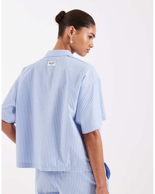 JJXX Blue Co Ord Poplin Stripe Shirt
