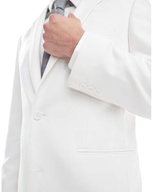 Chaqueta De Traje Blanca De Corte Slim De Tejido Texturizado De ASOS de hombre de color White