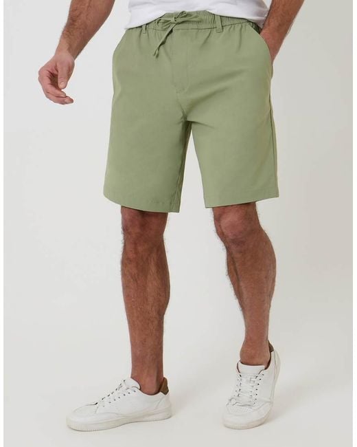 Threadbare Green Elasticated Waist Stretch Chino Shorts for men