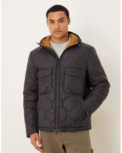 Barbour Gray Re-engineered Hooded Spey Quilted Jacket for men