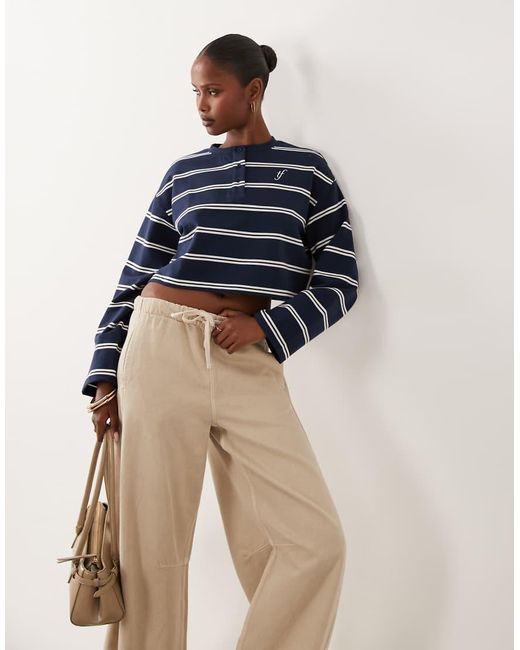 The Frolic Blue Exclusive Cotton Rich Long Sleeve Button Down Top
