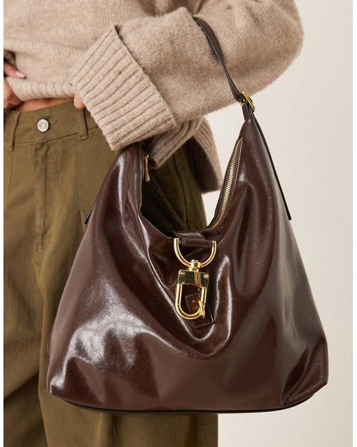 ASOS Natural Statement Buckle Slouch Tote Bag