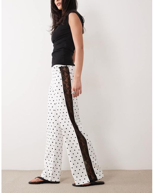 ASOS Multicolor Wide Leg Trouser With Lace Side Panel