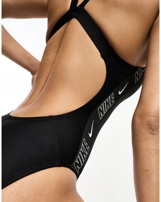 Nike Fusion Fastback Swimsuit in Black | Lyst