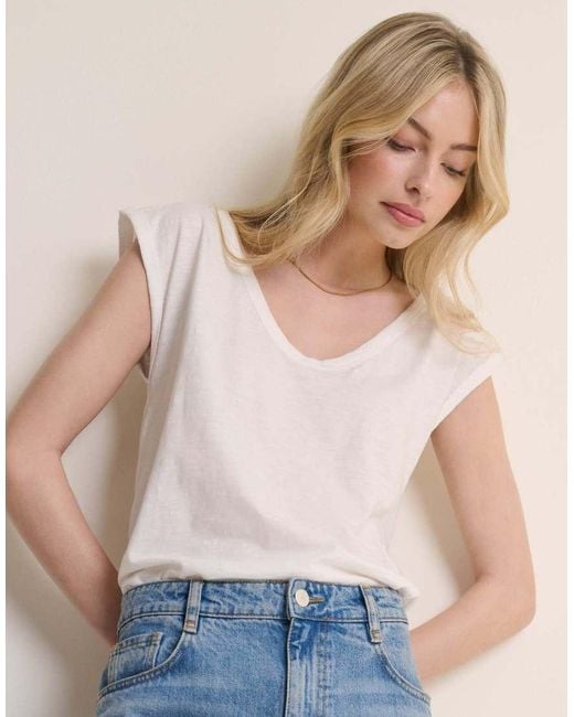 Nobody's Child Natural Turn Up Sleeve Jersey Top