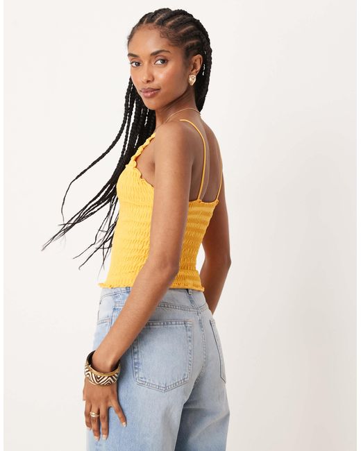 Free People Yellow Pucker Up Seamless Strappy Top