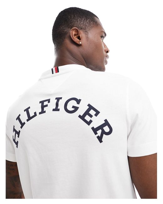T-shirt bianca con stampa sulla schiena di Tommy Hilfiger in White da Uomo