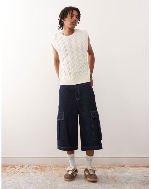 Weekday Natural Cable Knit Vest for men