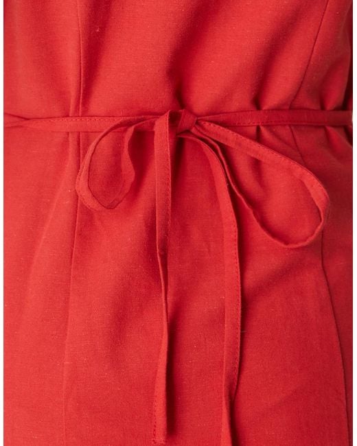 Nobody's Child Red Peri Square Neck Button Up Mini Dress