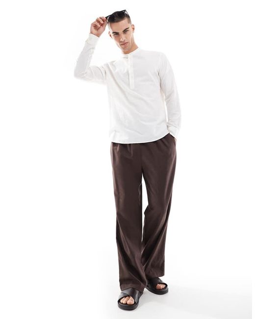 Jack & Jones Linnen Overhemd Zonder Sluiting in het White voor heren
