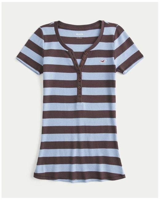 Hollister Blue Short-Sleeve Icon Henley