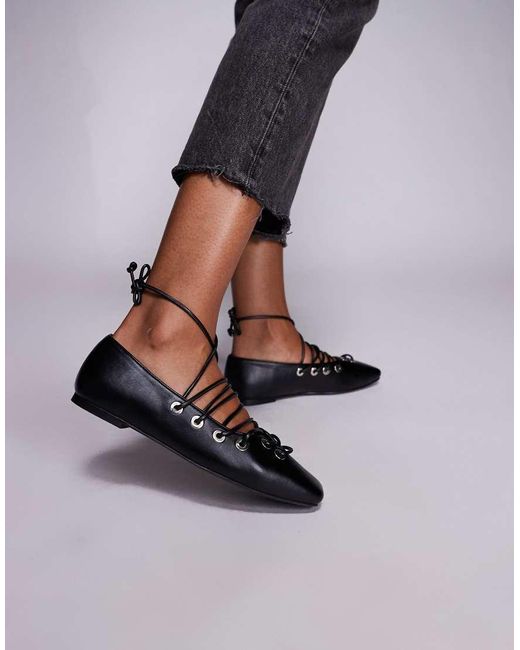 Public Desire Black Lace Up Shoes