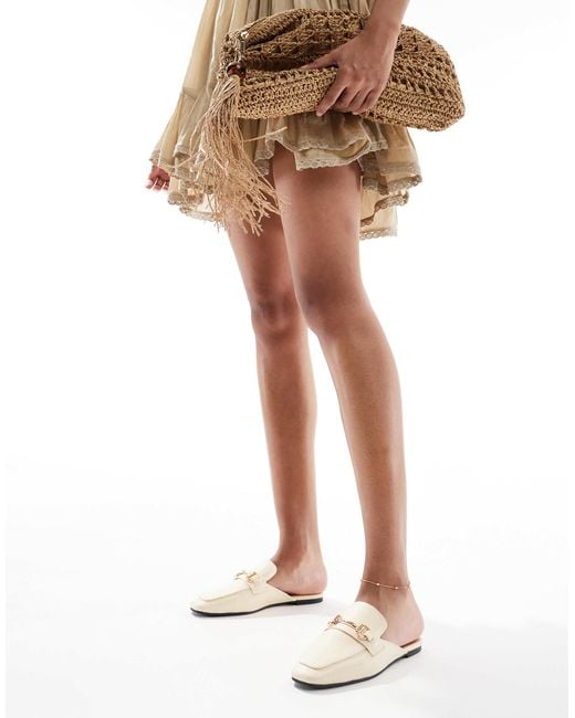 London Rebel White – loafer-mules aus bast