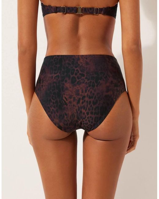 Calzedonia Brown High-Waist Leopard Print Bikini Bottom