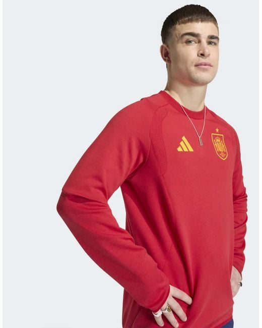 Adidas Originals Red Spain Tiro Travel Crew Jumper for men