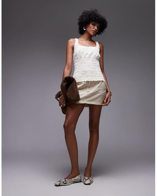 TOPSHOP Gerimpelde Poplin Mouwloze Top in het Gray