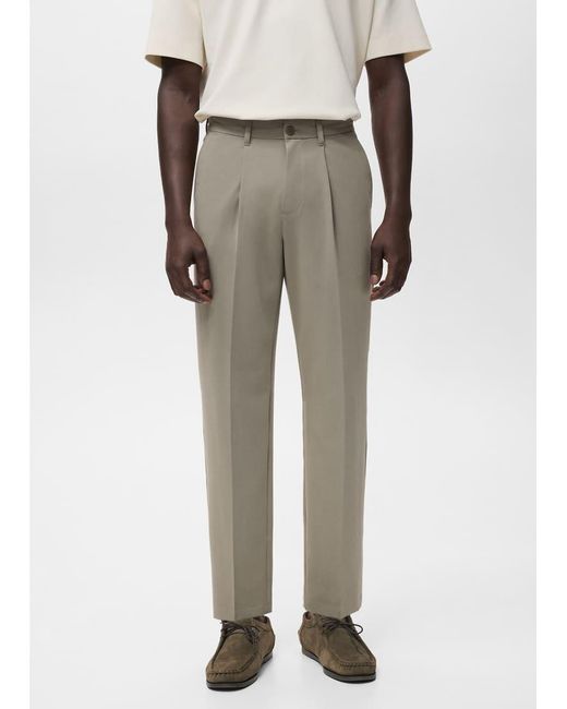 Mango Natural Pleat Front Tailored Straight Trouser for men