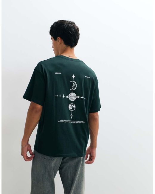Jack & Jones Green Celestial Backprint T-shirt for men