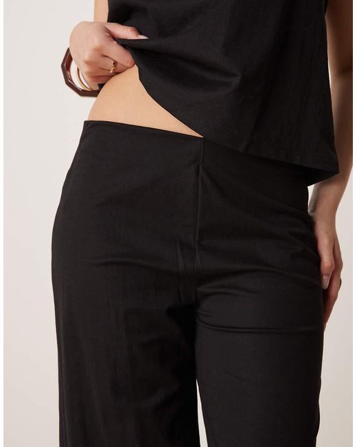 Mango Broek Van Linnenmix Met Elastische Taille En Wijde Pijpen in het Black