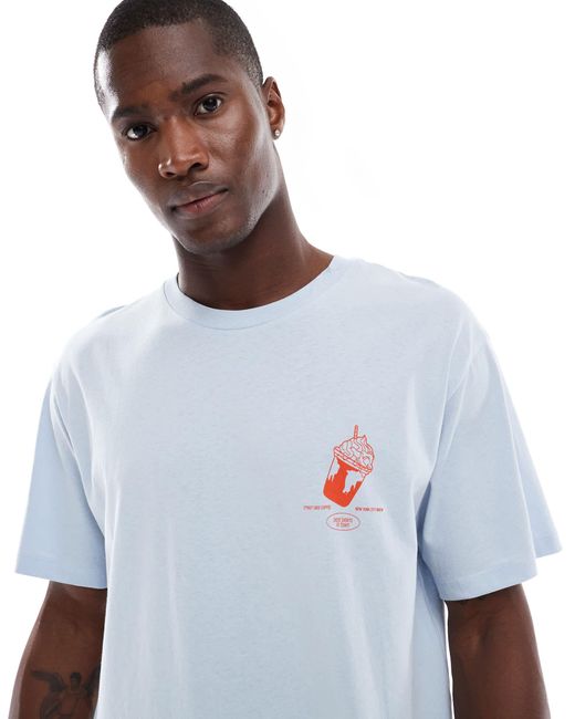 Jack & Jones White Oversize T-shirt With Ice Coffee Back Print for men