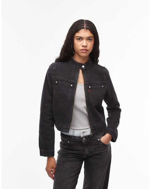 Levi's White Moto Denim Trucker Jacket