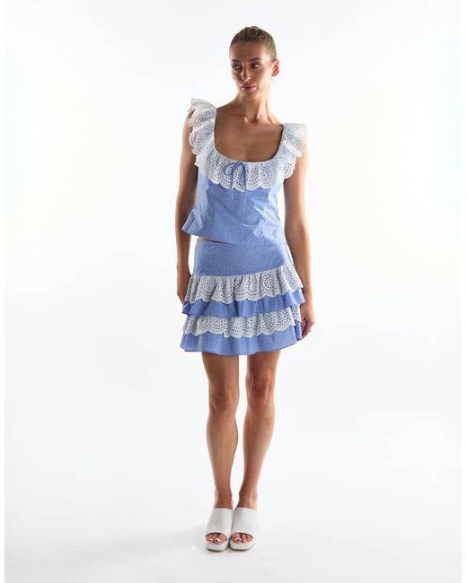 Collective The Label Blue Ruffle Trim Top