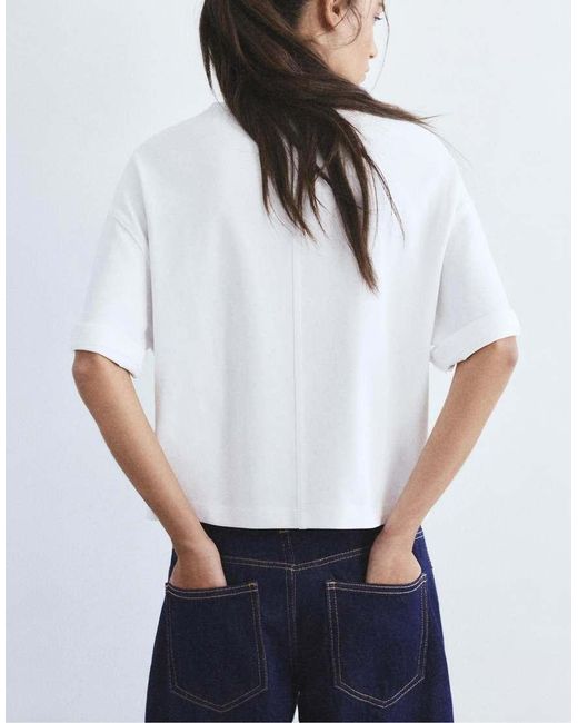 Pull&Bear White Boxy-Fit Short Sleeve T-Shirt
