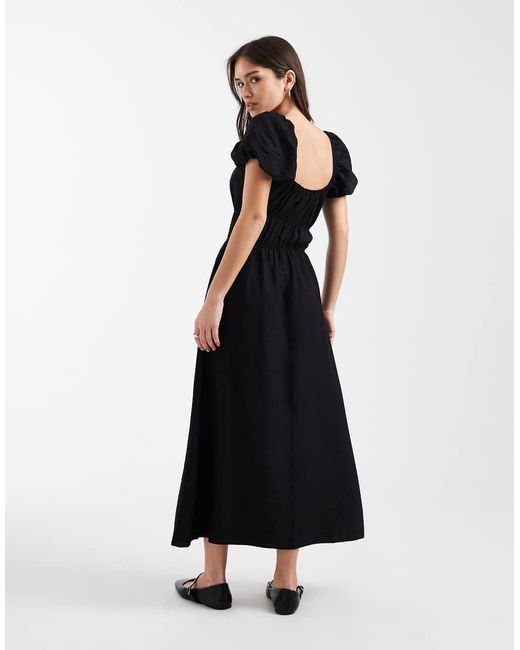 New Look Black Milkmaid Midi Dress