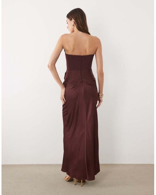Forever New Red Corset Drape Strapless Maxi Dress