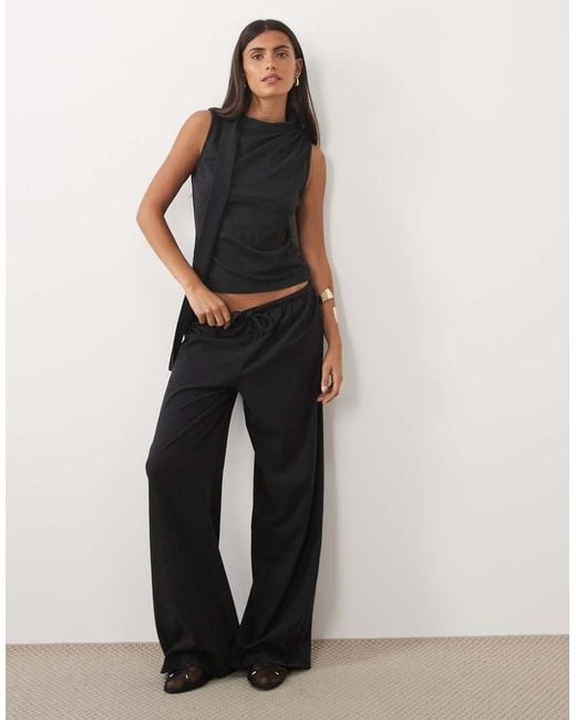 ASOS Black Supersoft Tie Neck Scarf Top