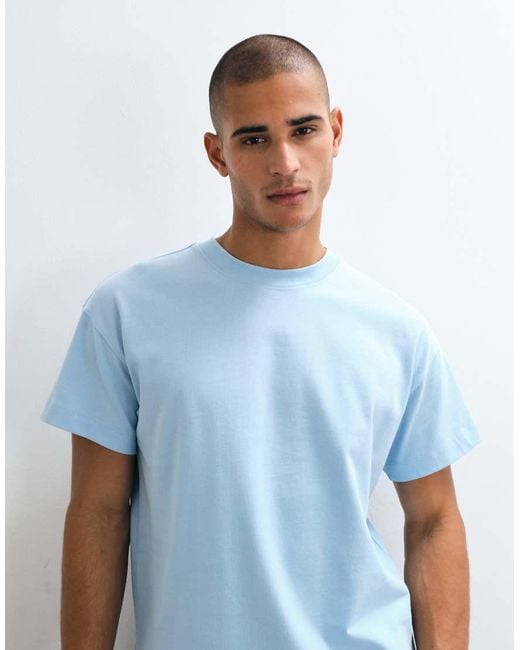 4505 Blue Icon Heavyweight Cotton Shrunken Boxy Fit T-shirt With Quick Dry Finish for men