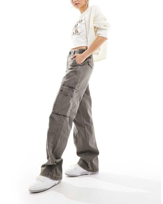 Bershka White Multipocket Cargo Pants