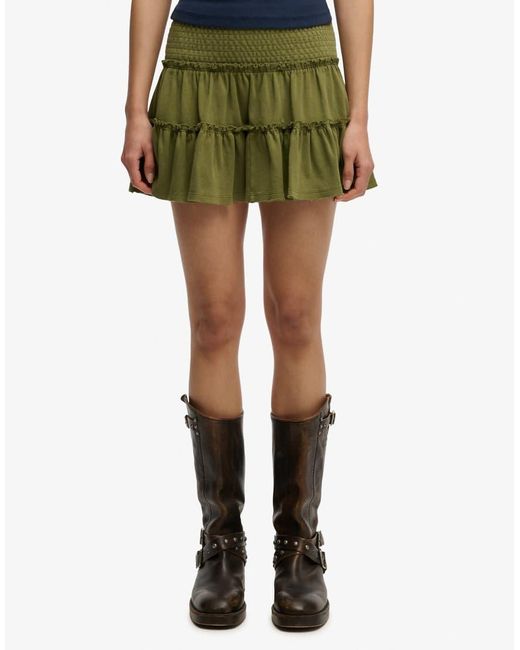 Superdry Green Tiered Jersey Mini Skirt