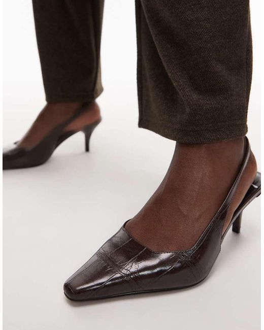 ASOS Black Shake Chisel Toe Slingback Mid Heel Shoes