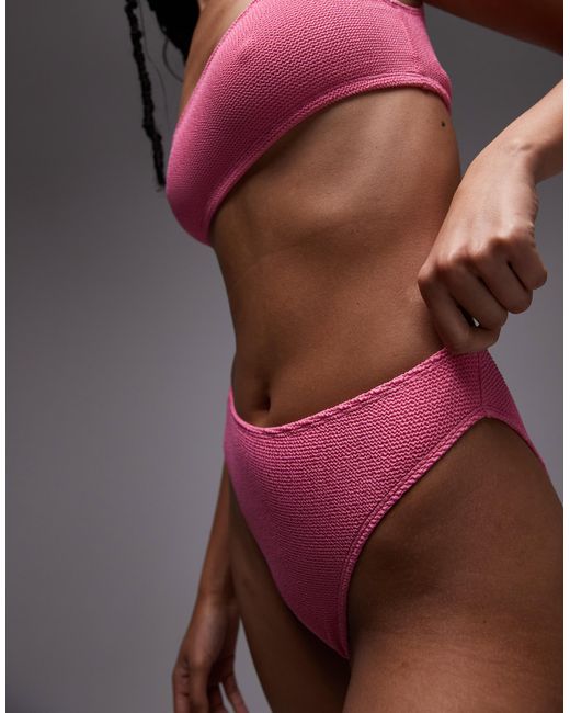 & Other Stories Red Crinkle High Leg Bikini Bottom