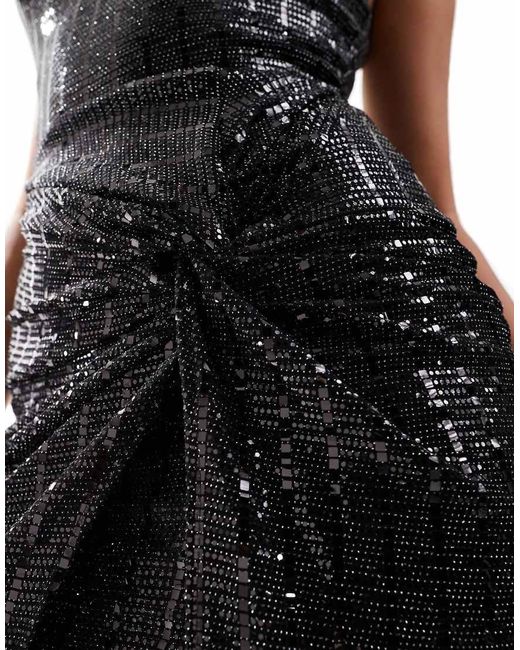 AX Paris White High Neck Sequin Mini Dress With Knot Maxi Detail