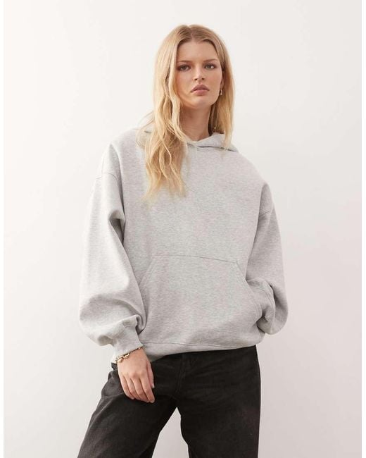 Weekday Oversized Hoodie Van Zware Jersey in het Gray