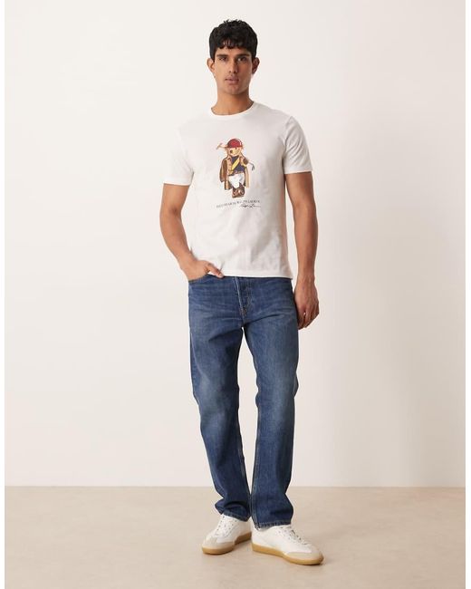 Polo Ralph Lauren White Chest Print Society Polo Bear T-shirt for men