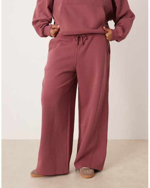ASOS Red Asos Design Curve Premium Heavyweight 500gsm Seamed Wide Leg Sweatpants