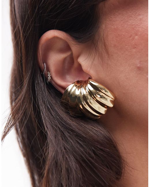 & Other Stories Brown Curved Shell Earrings
