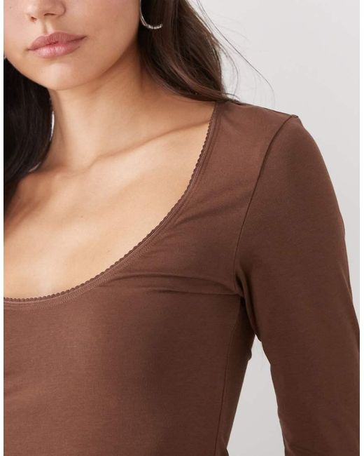 Monki Blue Cropped Sleeve Top